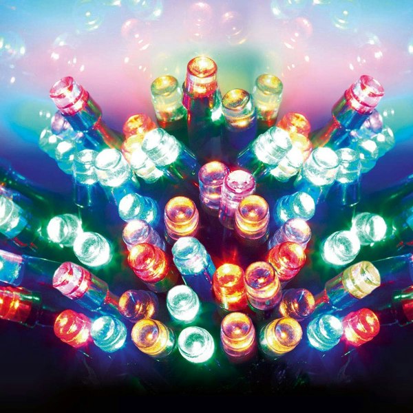Samuel Alexander 100 LED 10m Premier Christmas Indoor Outdoor Multi Function Battery Operated String Lights with Timer in Multicoloured