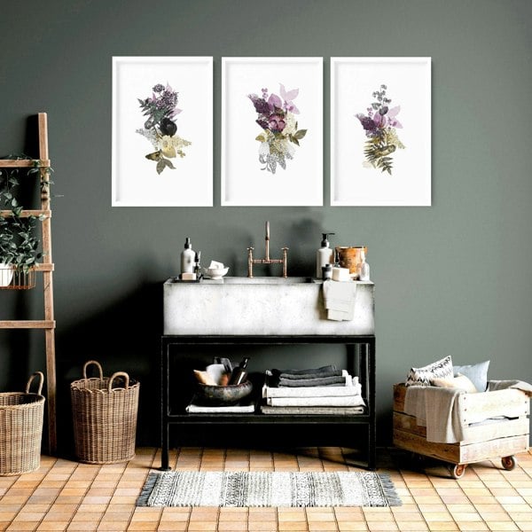 Wall pictures for bathrooms | set of 3 Farmhouse wall prints