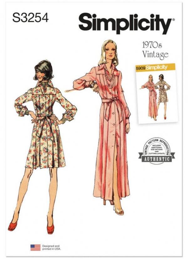 Simplicity Sewing Pattern 3254, Dresses, Vintage Style for Women, K5 (8-10-12-14-16) - Intermediate