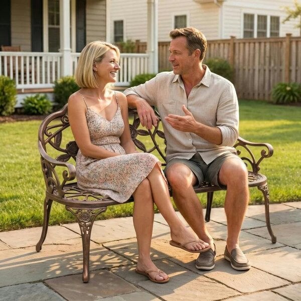 Cast Aluminium Garden Bench - Bronze Tone