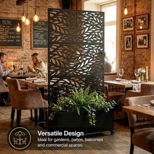Nicoman Metal Indoor/Outdoor Privacy Screen with Plant Pot - Leaf