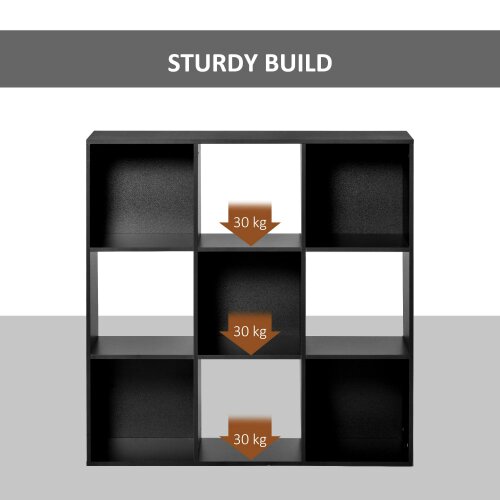 Wyld Haus Remamo Wood Black 3 Tier 9 Cube Storage Bookcase