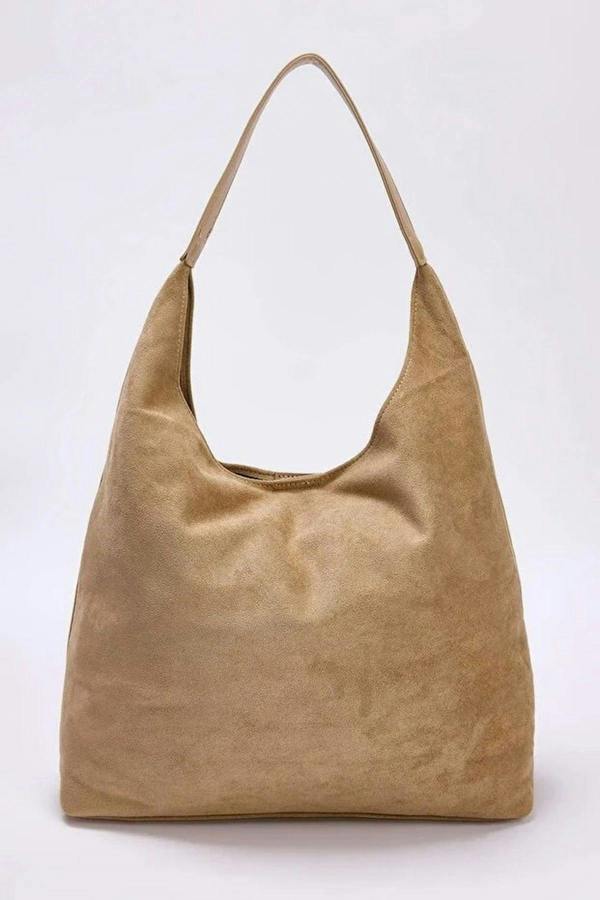 WOVCOR Suede Shoulder Bag with Matching Makeup Pouch
