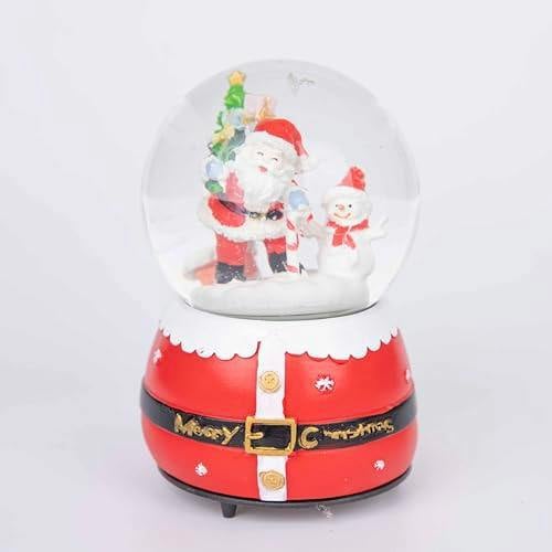 15cm Musical Christmas Snow Globe with Santa and Snowman Scene, Glass Ornament on Resin Base image 4