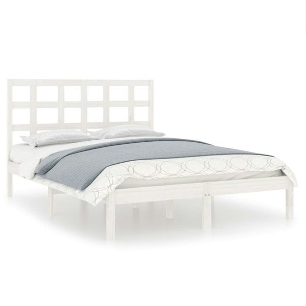 Berkfield Bed Frame White Solid Wood 200x200 cm