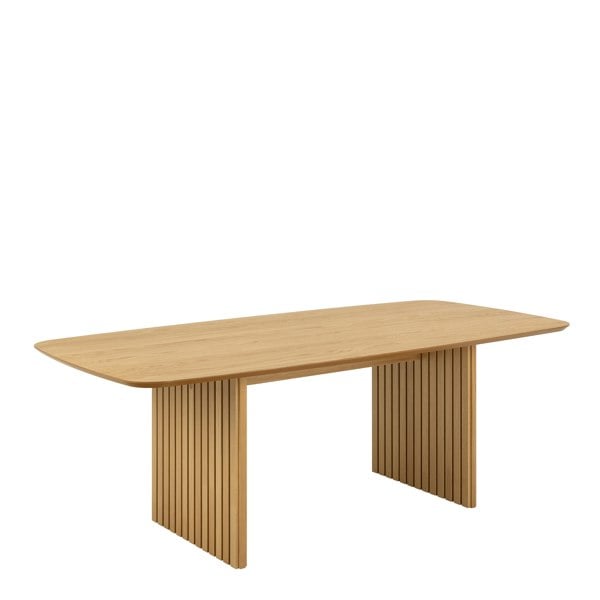 Furniture To Go Christo Dining Table in Oak 220x75cm including 6 Lima Dining Chairs with Armrest in Black