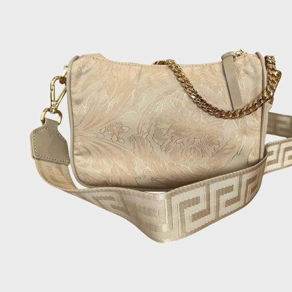 Versace Hobo Medusa Floral Shoulder Bag Beige