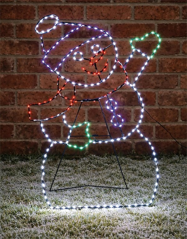 Scotts of Stow Xmas Haus  Multicolour Micro LED Metal Silhouette Snowman Outdoor with Timer