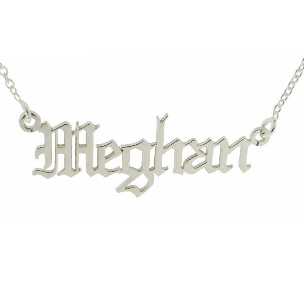 Christopher James of London 9ct White Gold Gothic Old English Personalised Name Necklace