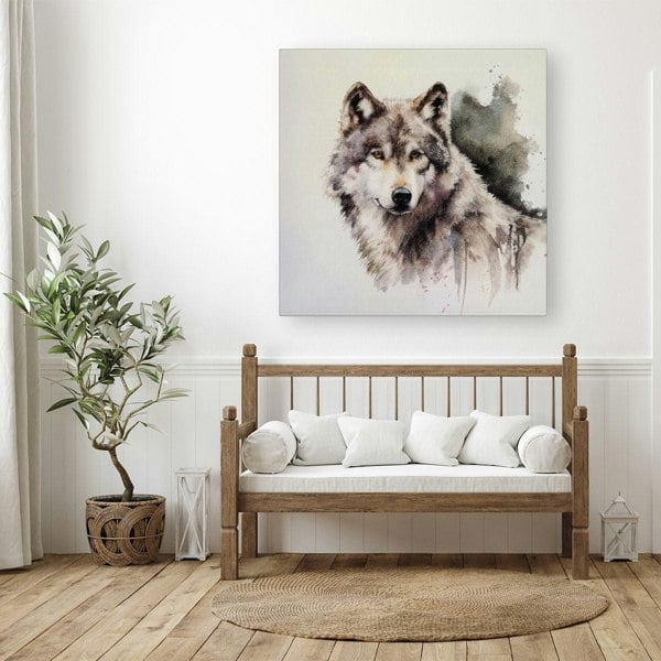 Warren Reed Loyal Wolf Watercolour Canvas