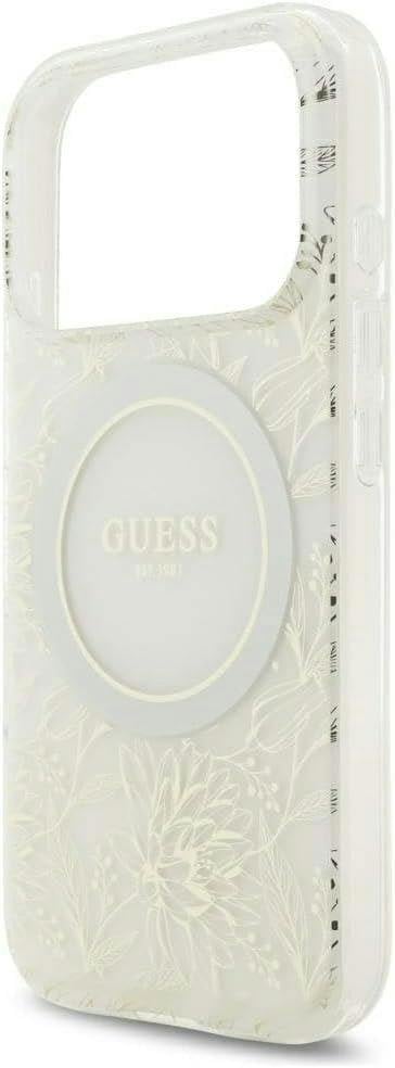 Guess IML Flowers Electro Pearl Strap MagSafe Case for iPhone 17/18 Pro 6.3" White - GUHMP18LHCPOFPH