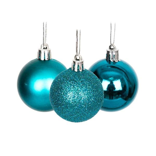 Shatchi 5cm Shatterproof Teal Blue Christmas Baubles Set for Tree and Festive Display