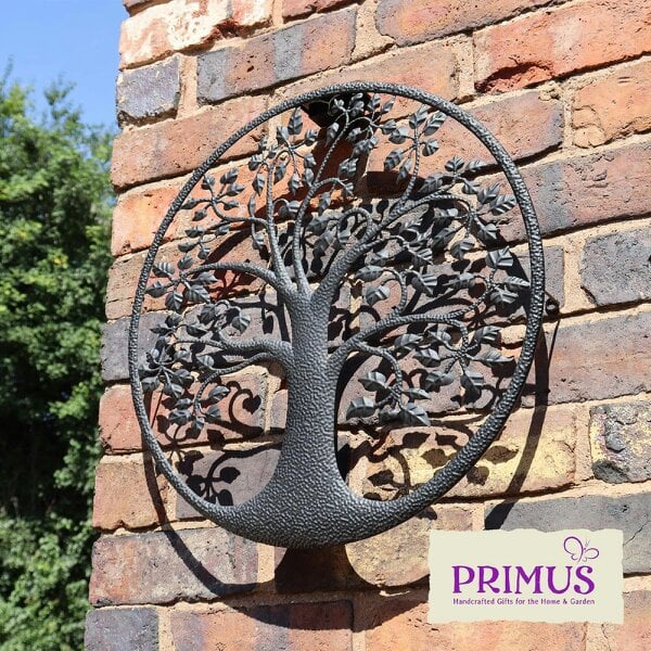 EDH Door Hardware Tree of Life Silhouette Solar Backlit Wall Art – 50 x 50 CM | Metal LED Lighted Wall Décor for Indoor & Outdoor