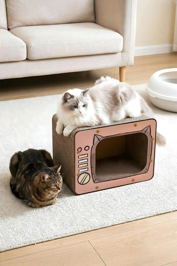 Creative TV-Shaped Cat Scratcher Cat House