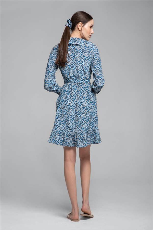 Rumour London Abby ruffled silk wrap dress with cherry blossom print