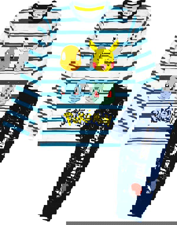 Pokemon Unisex Kids White Multi Character Long Sleeve Long Leg Pyjama Set