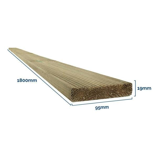 Snowdon Timber Treated Decking Board (T) 19mm (W) 95mm (L) 1.8m
