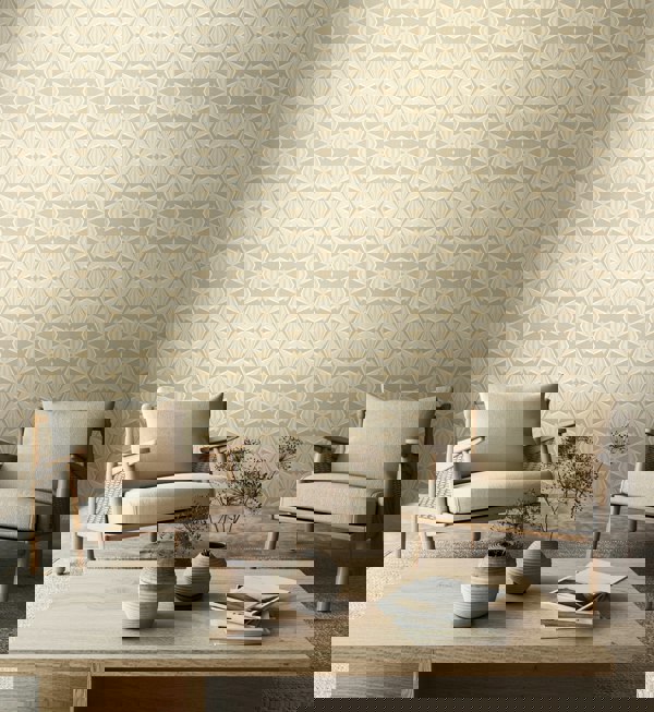 Hoopla Walls Sunray Diamond - Beige 10m Wallpaper