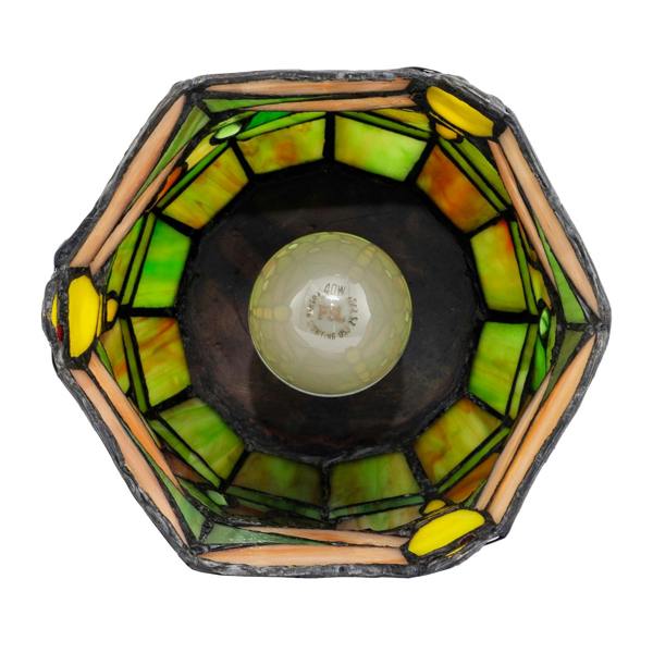Classic Dragonfly Tiffany Uplighter Lamp in Green and Toned Amber Image 5