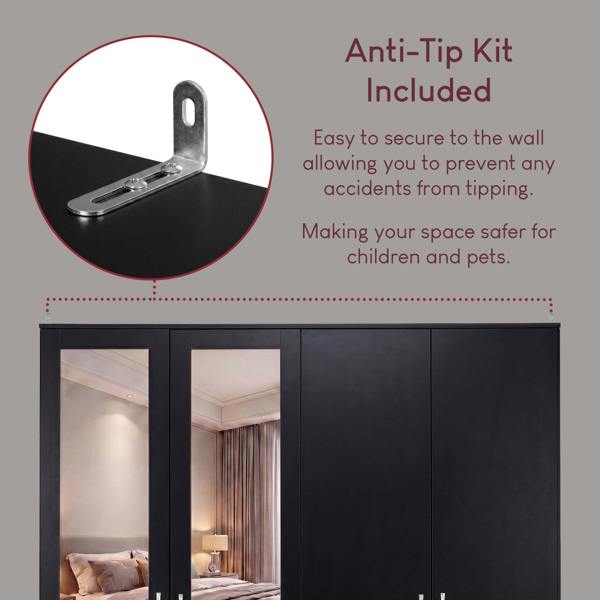 Vida Designs Riano 4 Door 3 Drawer Mirrored Wardrobe
