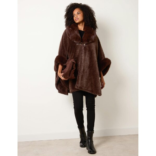 Blue Vanilla Cape With Luxe Fur Trim