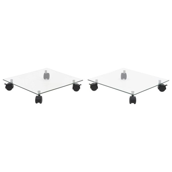 Berkfield Plant Rollers 2 pcs Tempered Glass 35x35 cm Square