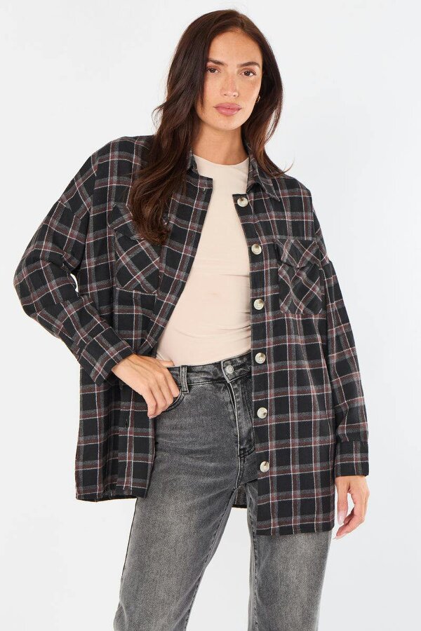 Elaina Fashion Oversized Checkered Shirt