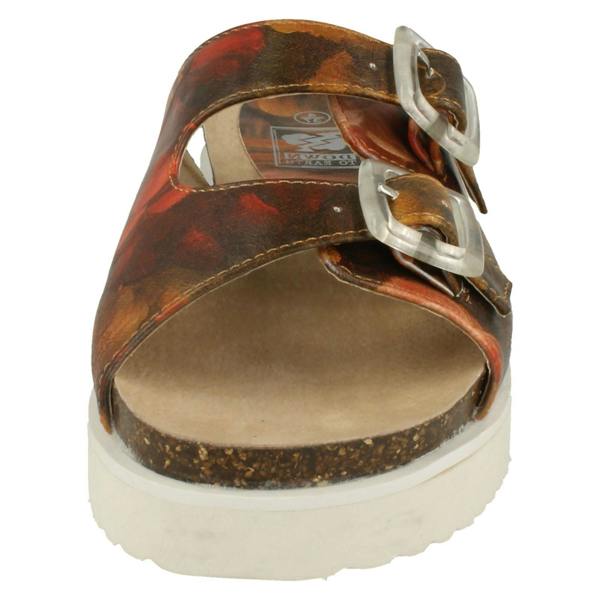Down to Earth Ladies Down To Earth Twin Strap Leaf Design Mules