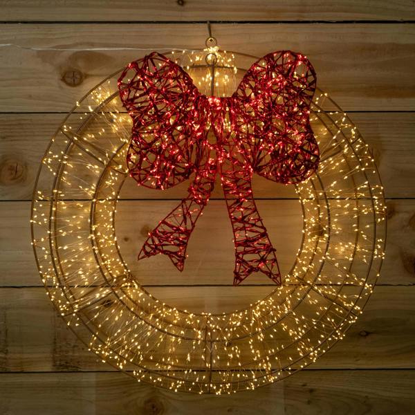 Samuel Alexander 60cm Light Up Christmas Wreath with 2000 Warm White & Red LEDs