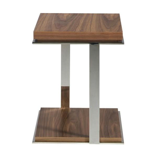 Angel Cerdá Square corner table walnut and chrome-plated steel 2038