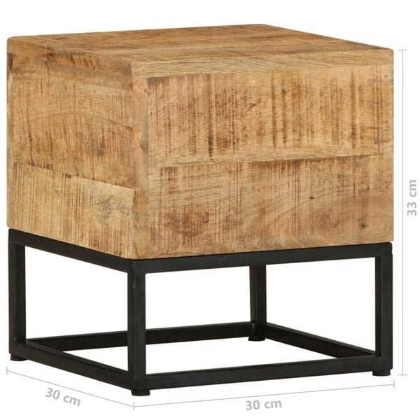 Berkfield Side Table 30x30x33 cm Rough Mango Wood