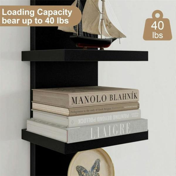 Havendro 5 Tier Vertical Wall Shelf Floating Storage Decorative Display Unit-Black