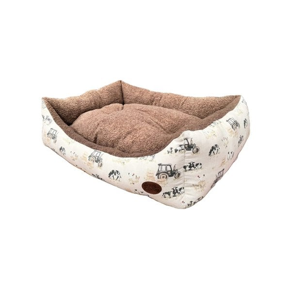 Snug and Cosy Pets Farmyard Cream Rectangle Bed