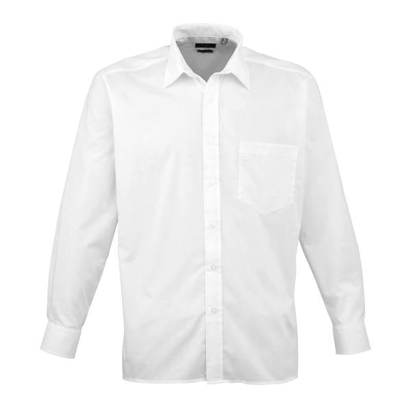 Premier Mens Poplin Long-Sleeved Shirt - White