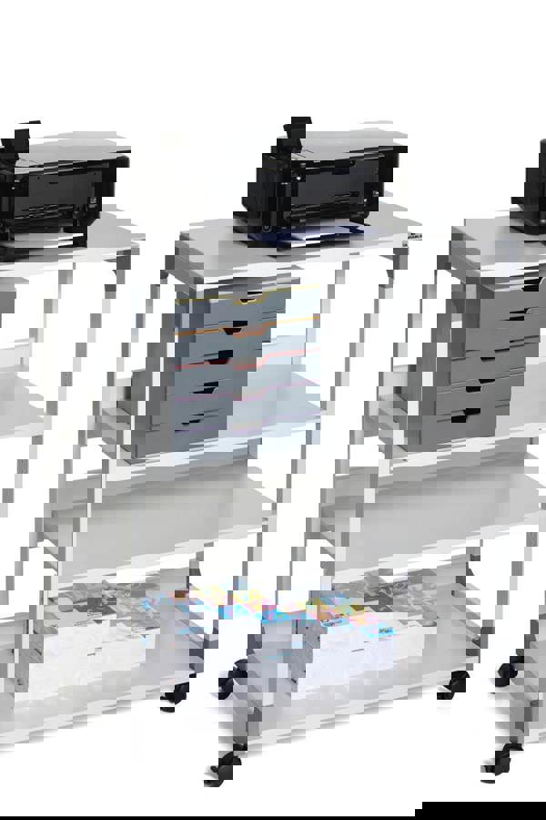 Durable Steel 2 Shelve Office Storage Trolley on Wheels | 88cm Grey