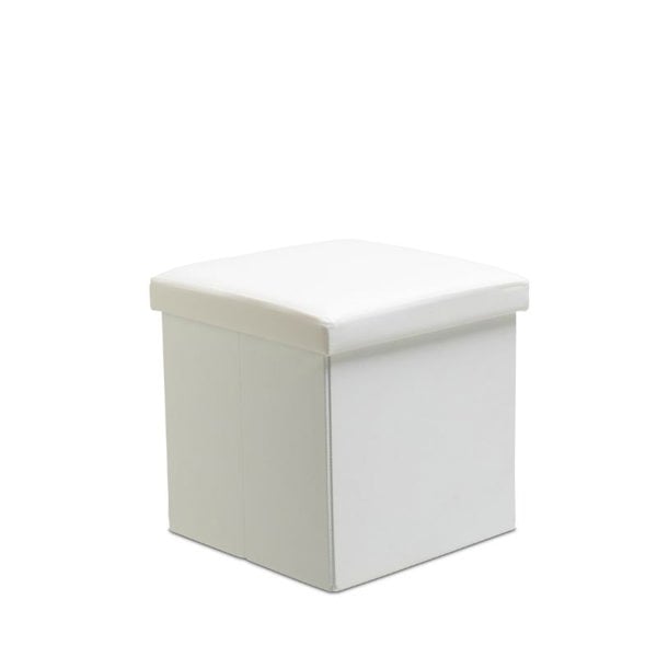 Snug City Faux Leather Storage Ottoman Storage Box With Lid Foldable - 38x38x38cm Square