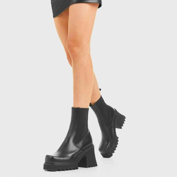 Lamoda Elevate Black Chunky Platform Ankle Boots Classic Comfortable Stylish