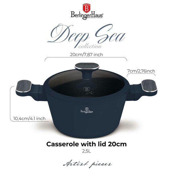 Berlinger Haus BH8376  20 cm Casserole with Lid | Deep Sea