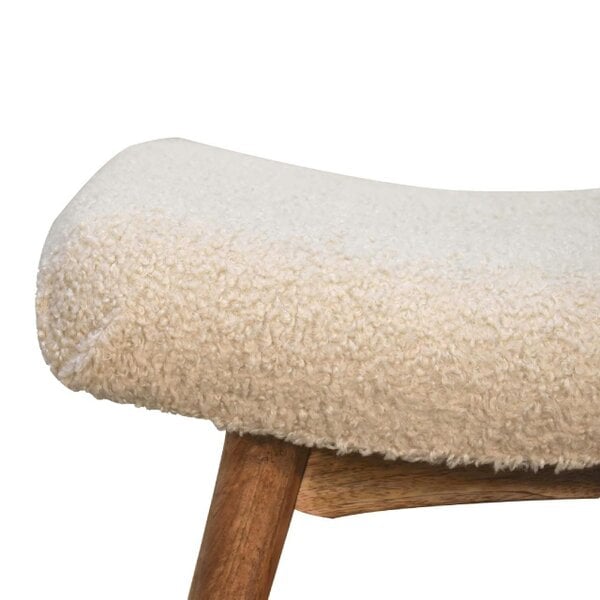 Wyld Haus Olbia Boucle Cream Curved Bench Mango Legs