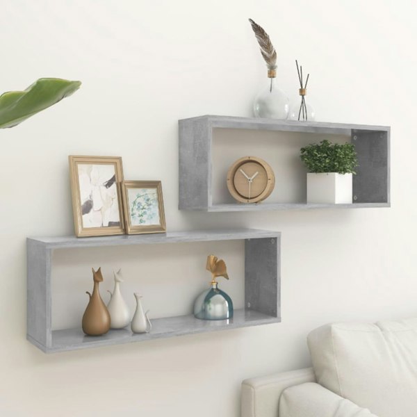 Berkfield Wall Cube Shelf 2 pcs Concrete Grey 60x15x23 cm Engineered Wood