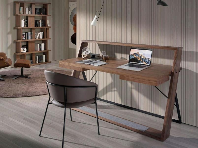 Angel Cerdá Walnut and black steel desk 3216