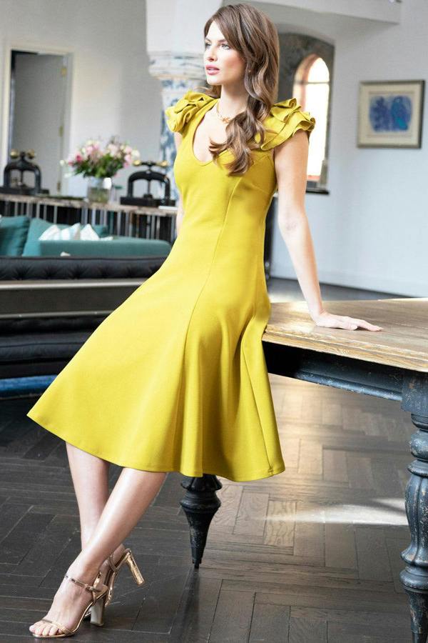 HotSquash Frill Sleeve A-Line Dress