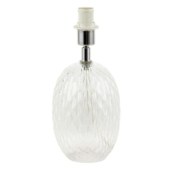Elegant Clear Glass Table Lamp Base with Textured Diamond Cut Pattern Image 1