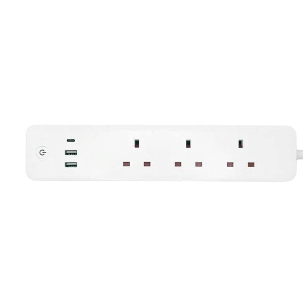 ENER-J Smart WiFi Power Strip, 3 AC Outlets, 2 USB Ports & USB-C, Surge Protector Extension Lead, Alexa & Google Home Compatible