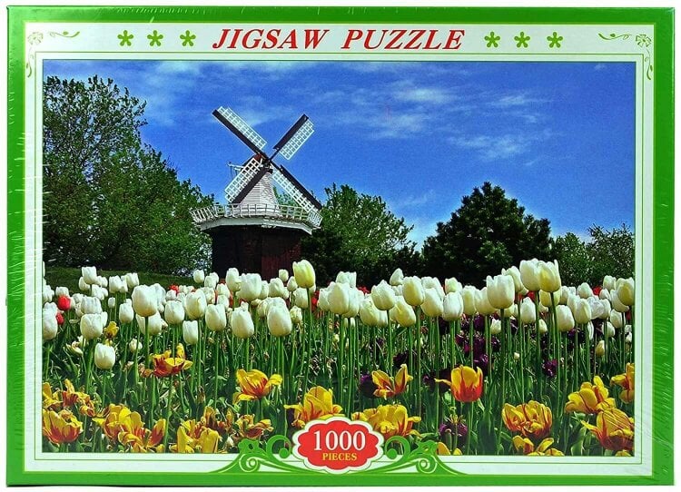 Shatchi 1000 Piece Tulips White Jigsaw Puzzle for Adults, Multicolour, Educational Indoor Toy