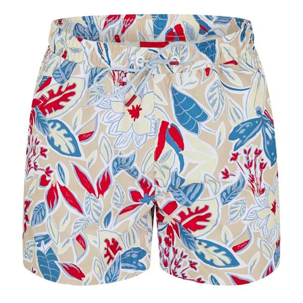 Hugo Boss Mens Floral Pattern Regular Swim Shorts - White - 