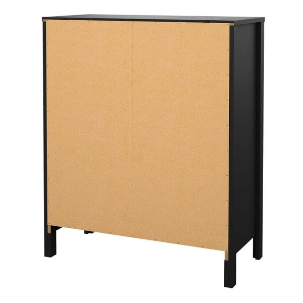 Wyld Haus Wildberry Matt Black Chest 5 Drawers Leather Handles