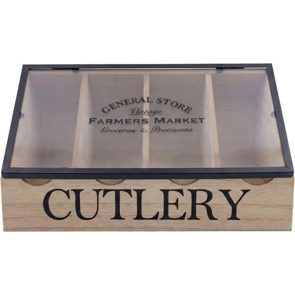 Maison des Cadeaux General Store Vintage Wooden Cutlery Organizer