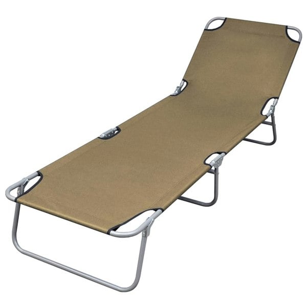 Berkfield Foldable Sunlounger with Adjustable Backrest Taupe