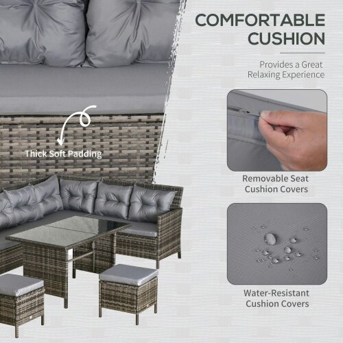 Wyld Haus Dili Rattan Grey 8 Seater Outdoor Sofa Set With Cushions And Table